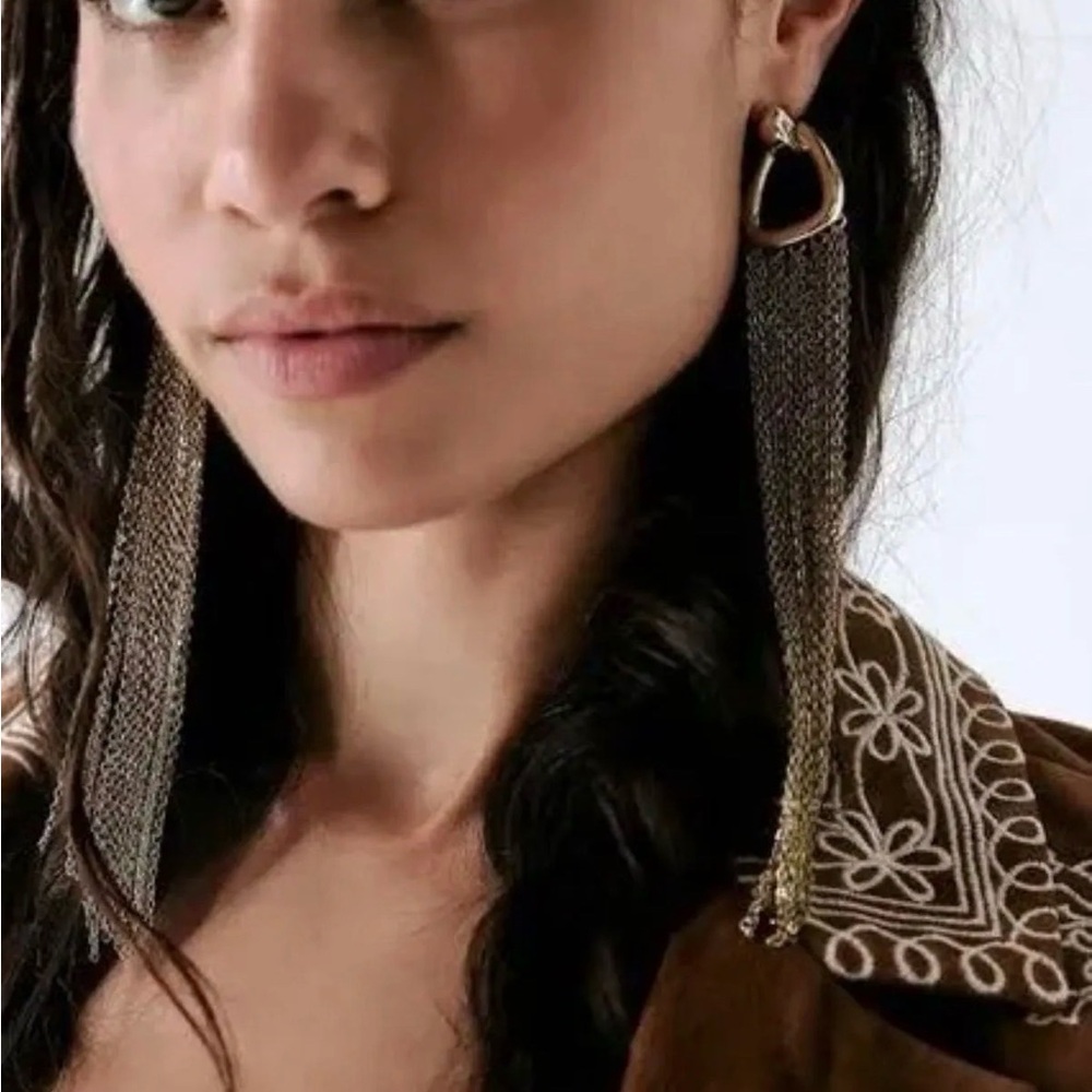 Free People Briana Gold Fringe Earrings